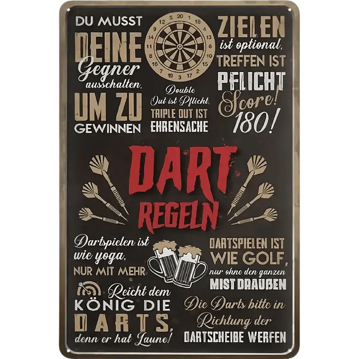 Dartgott Darts Deko Blechschild - Dart Sprüche Dartgott Darts Deko Blechschild - Dart Sprüche