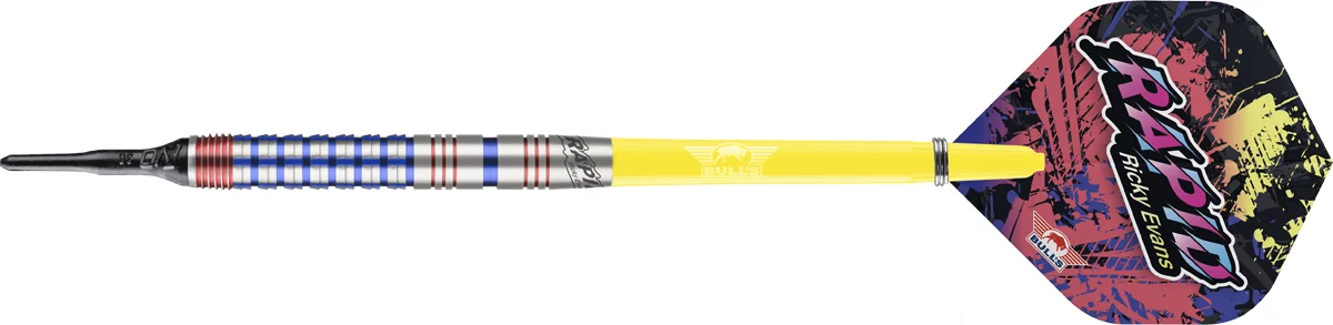 Bull’s NL Ricky Evans Gen 1 Softdart 20 g mit 90 % Tungsten Barrel und gelbem Shaft