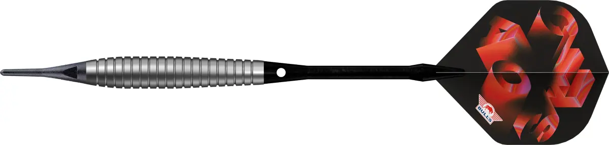 Bull's NL Chaos Red Softdarts – Seitenansicht des kompletten Softdartpfeils