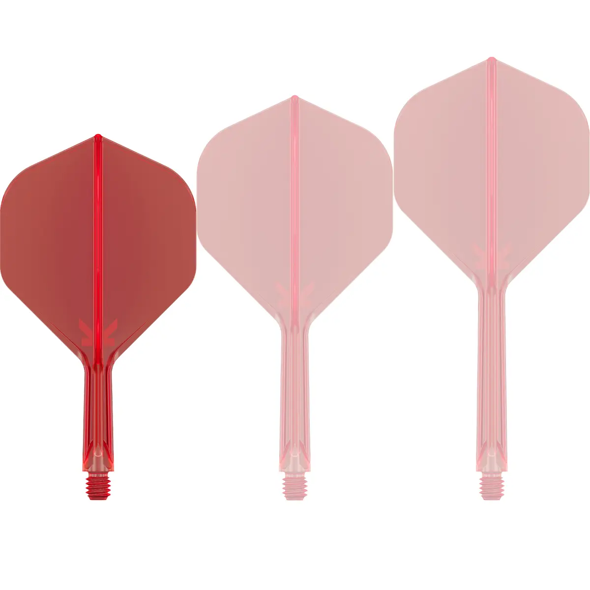 Target K-Flex No.2 Shape in Rot, Short-Länge, transparentes All-in-One Shaft-Flight-System von vorne