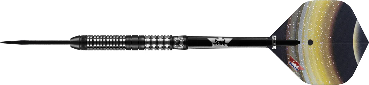 Seitenansicht der Bull’s NL Luna Neoma Steeldarts mit geradem 90 % Tungsten Barrel und ausgewogener Balance