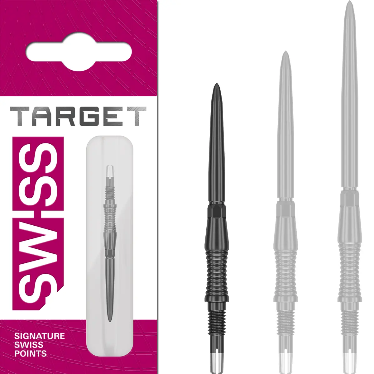 Target Swiss Point Signature RST Spitzen Schwarz 30 mm – kurze Swiss Point Dartspitzen mit radialem Grip