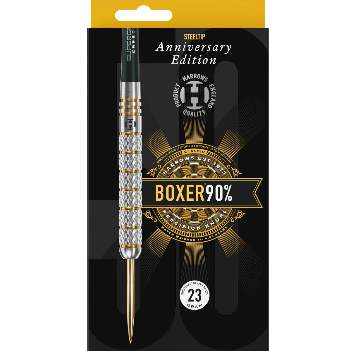 Harrows Boxer 90% Anniversary Edition Steeldarts in der Verpackung