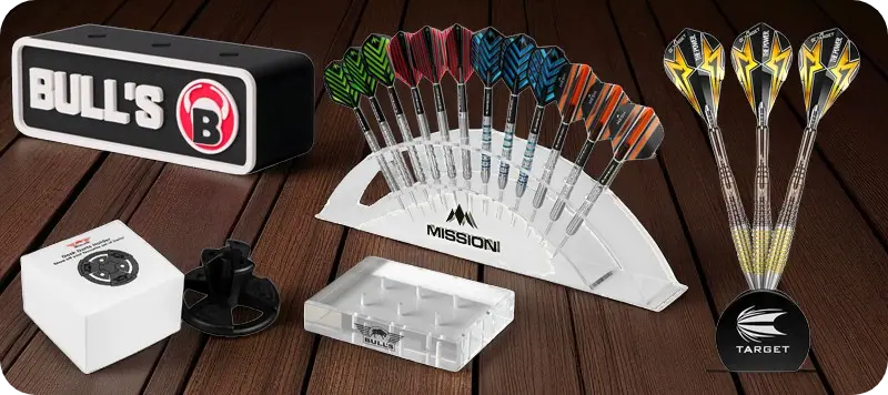 Dartständer und Displays von Bull’s, Mission und Target für Softdarts und Steeldarts – praktische Aufbewahrung und Präsentation der Dartpfeile