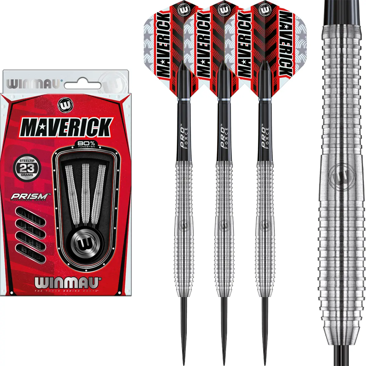 Winmau Maverick 80% Tungsten Steeldarts Komplettset mit Barrel, Shaft und Flight