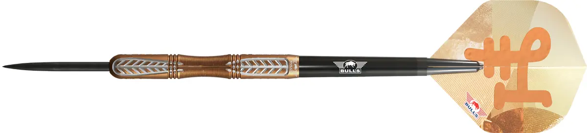 Bull's NL Bronzo True Steeldart – Seitenansicht mit Barrel, Shaft und Flight