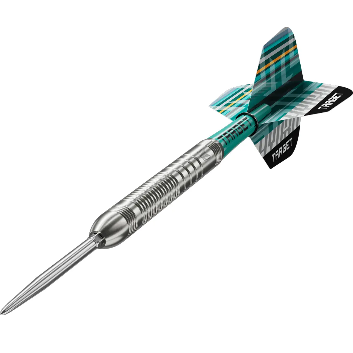 Dynamische Ansicht der Target Hydro 03 Swiss Point Steeldarts mit Flight und Spitze