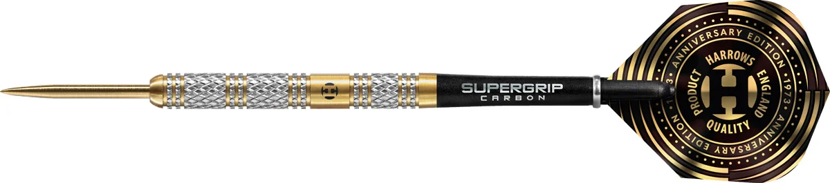 Harrows Magnum 97% Steeldarts Set mit drei schlanken 97%-Tungsten-Barrels und Gold-TiN-Grip