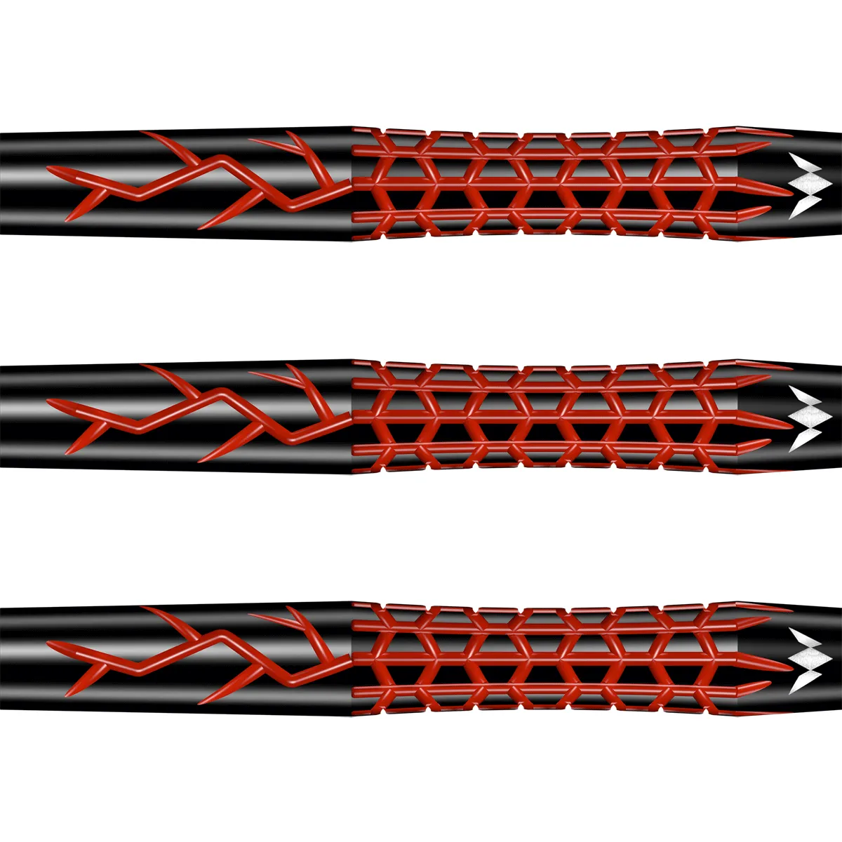 Detailansicht des Mission Lava Softdarts Barrels mit Lava Grip und Ringgrip Struktur
