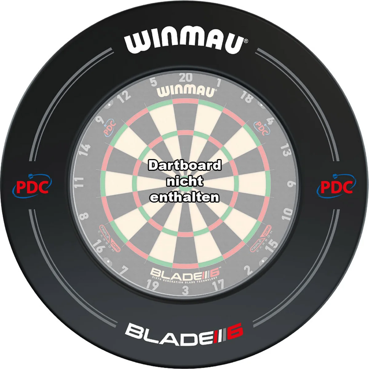 Winmau PDC Surround montiert mit Dartscheibe – offizieller Turnier-Auffangring, Dartboard nicht enthalten