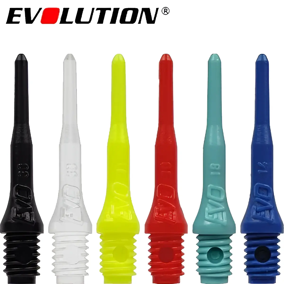 Evolution Softdartspitzen 22,4 mm – Sortiment in verschiedenen Farben mit 2BA Gewinde