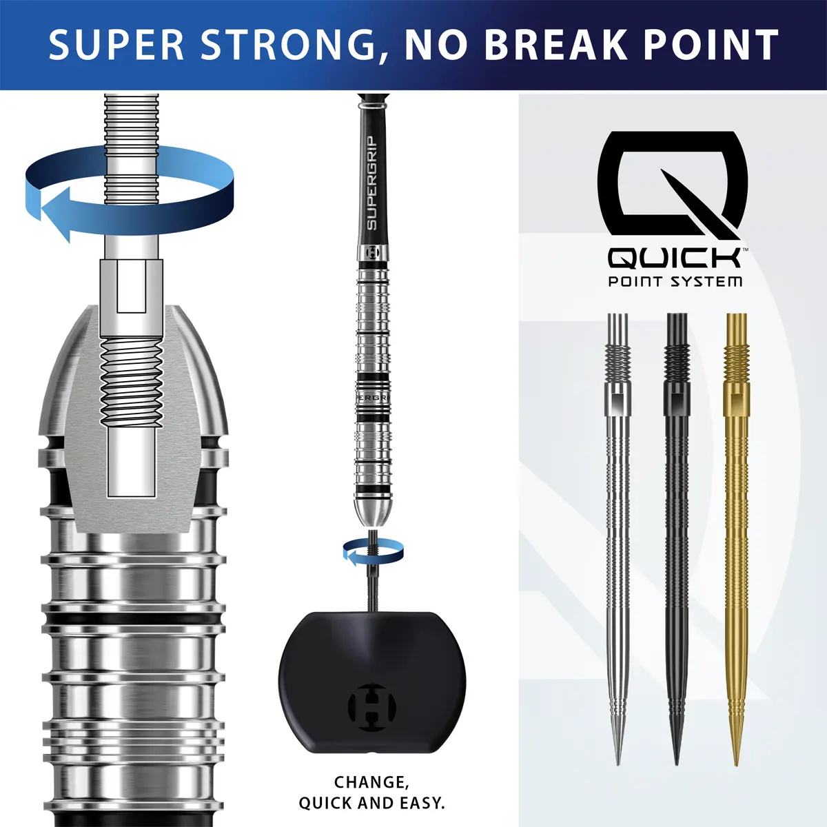 Harrows Quick Point Micro Ridge Dartspitzen schwarz freigestellt