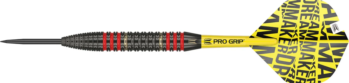 Target Dimitri van den Bergh Brass Steeldart 22g in seitlicher Komplettansicht