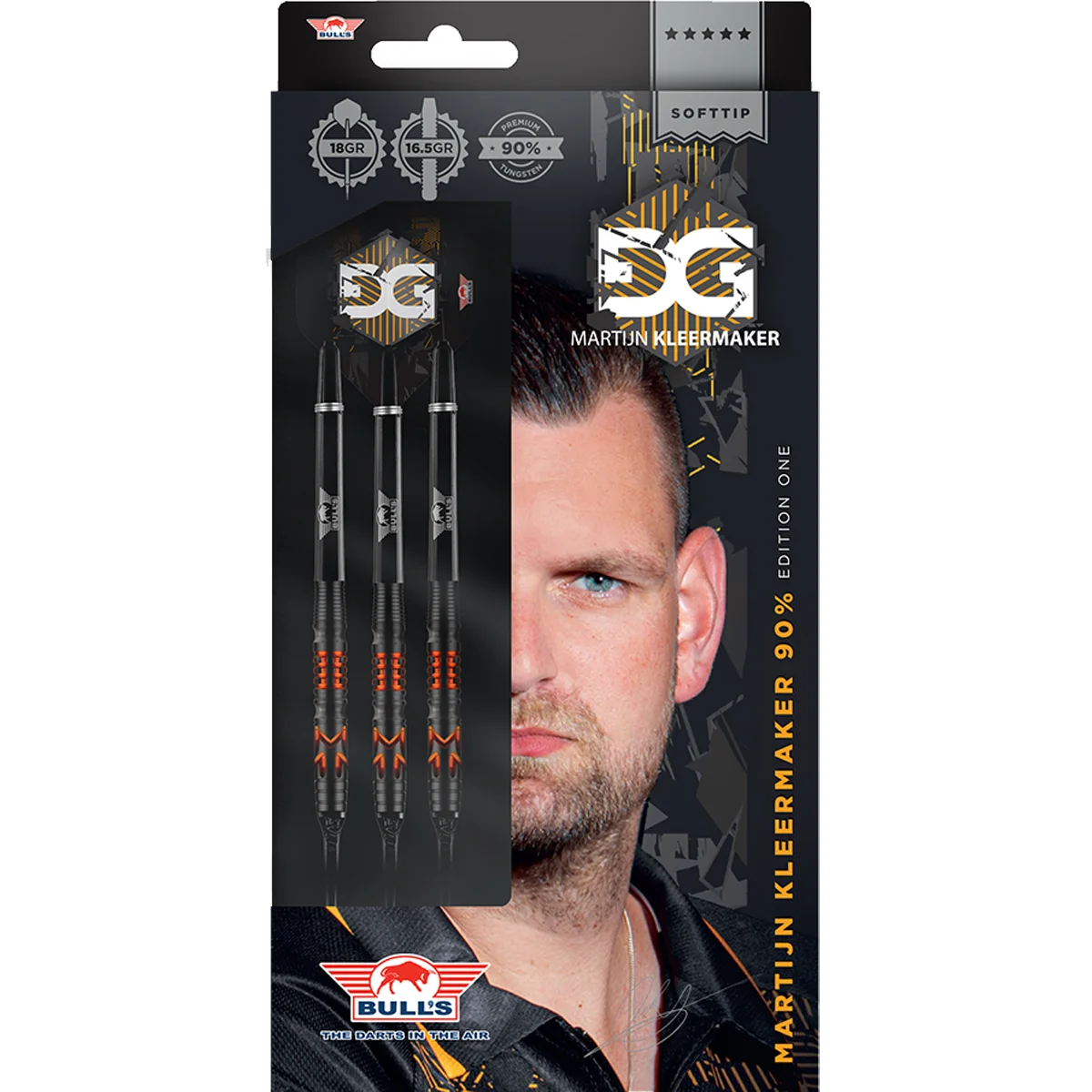 Originalverpackung der Bull's NL Martijn Kleermaker Softdarts 18g