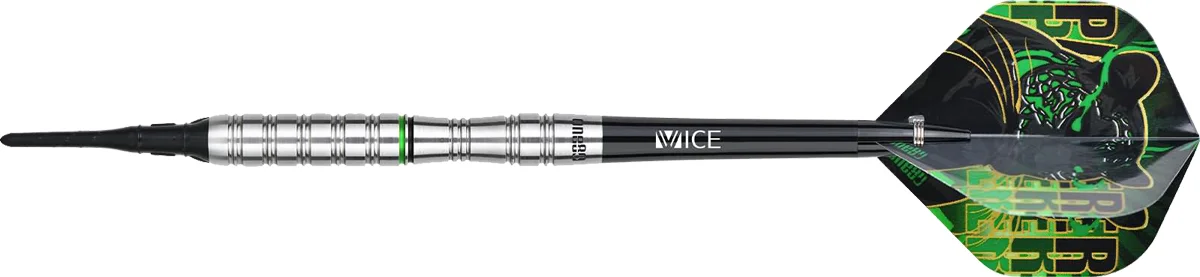 One80 Panther H Softdart Seitenansicht mit schwarzem Shaft und grünem Panther Flight