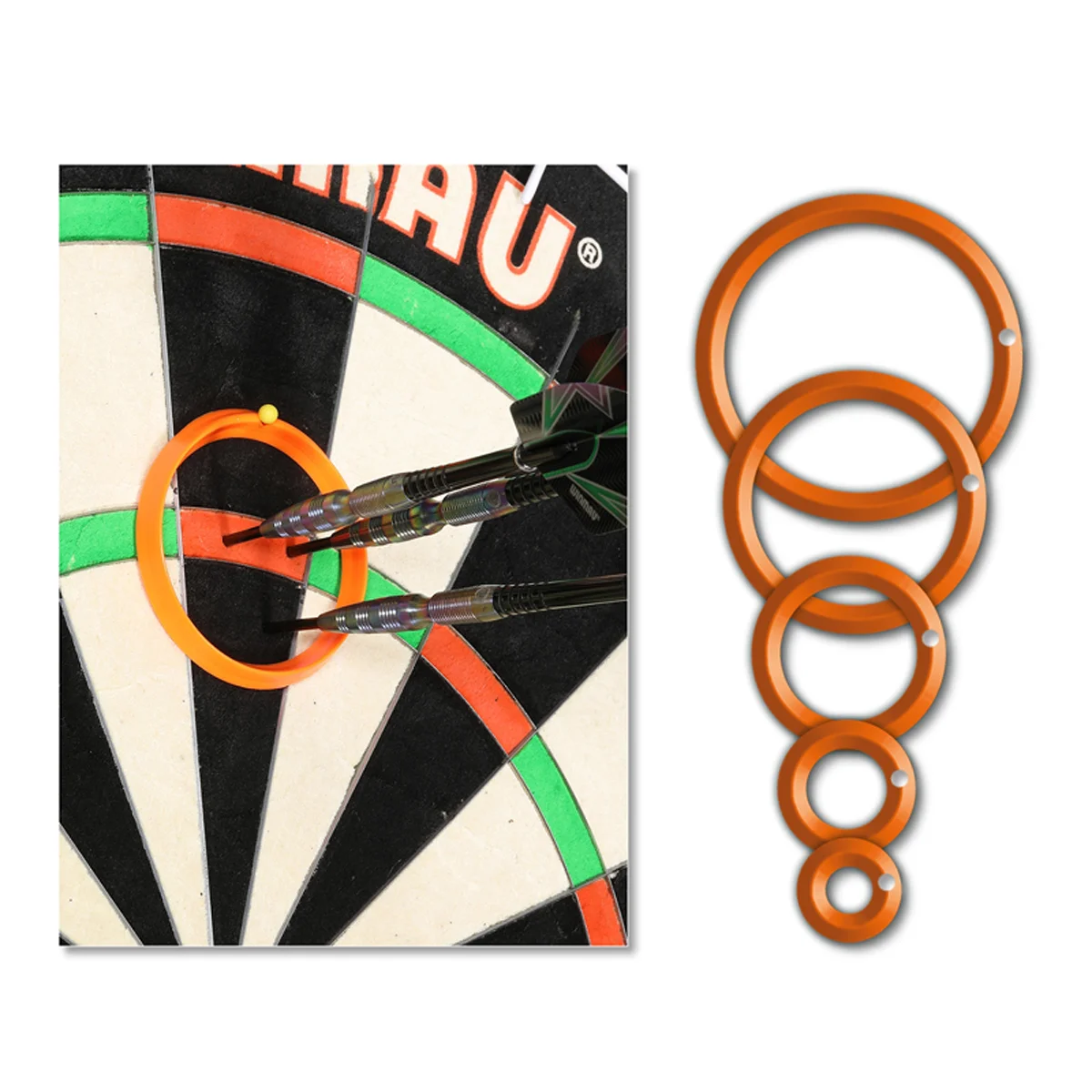 Winmau Simon Whitlock Practice Rings am Dartboard mit verschiedenen Ringgrößen