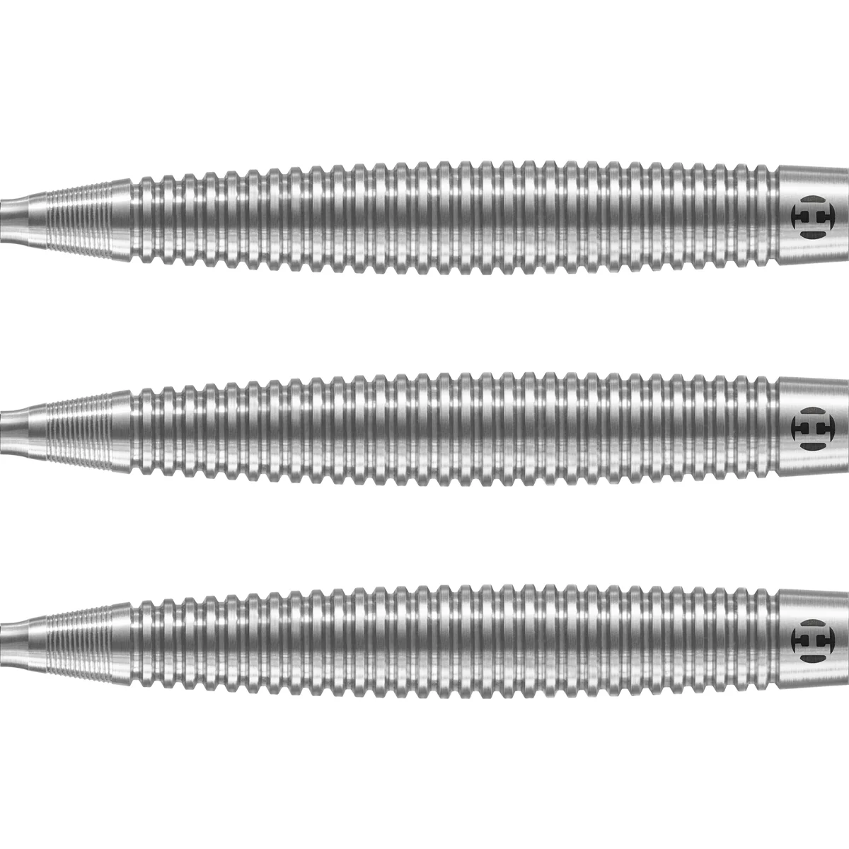 Detailansicht der Harrows Shard Steeldarts mit symmetrischem Ringschnitt und präziser Nasenkontur
