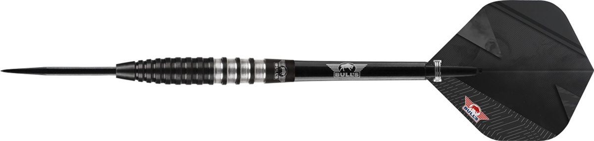 Bull’s NL Lightning Black Steeldart 23 g – Seitenansicht mit Torpedo-Barrel