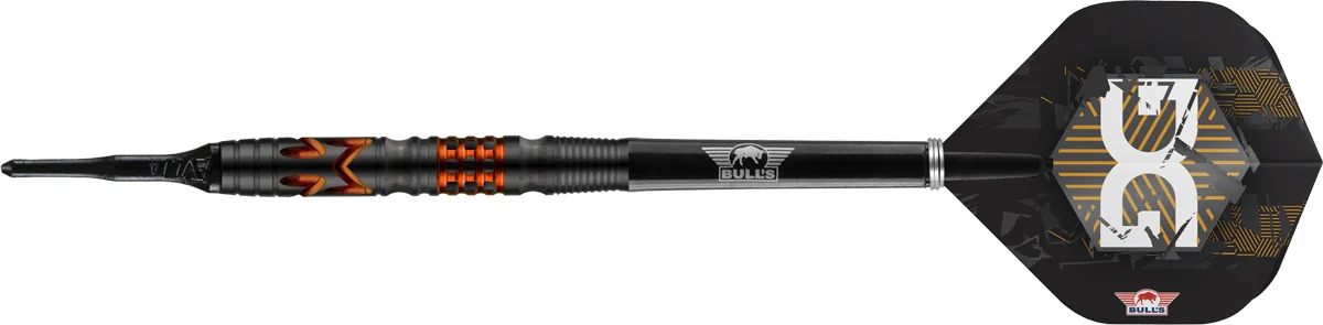 Bull's NL Martijn Kleermaker Softdarts Barrelprofil in Seitenansicht mit schwarzer Beschichtung