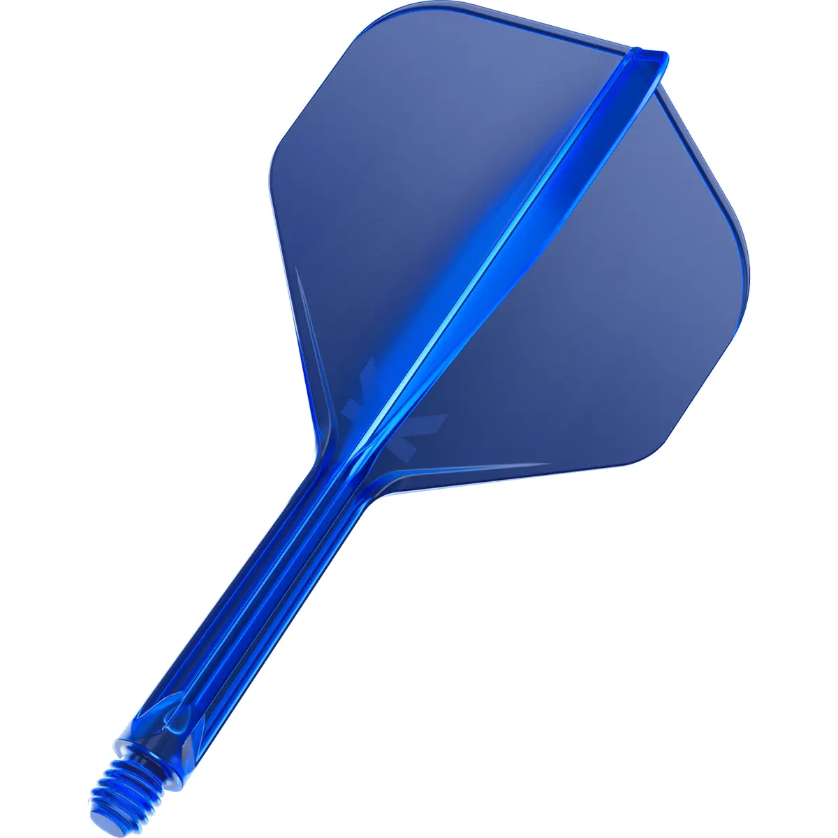 Target K-Flex No.2 Shape Blau Intermediate in dynamischer Ansicht mit transparentem Shaft und geformtem Flight