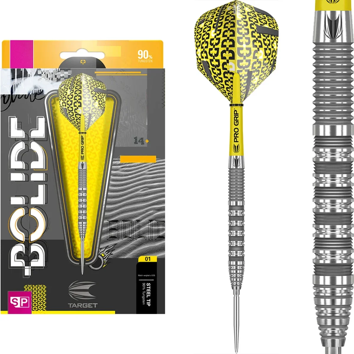 Target Bolide 01 Swiss Point Steeldarts Set mit Verpackung und Komplettdart