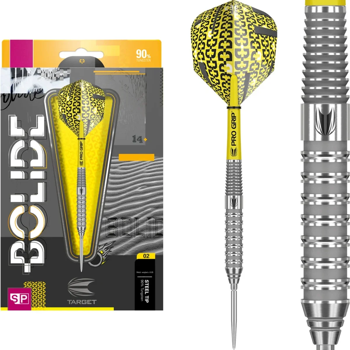 Target Bolide 02 Swiss Point Steeldarts Set mit Verpackung und Komplettdart