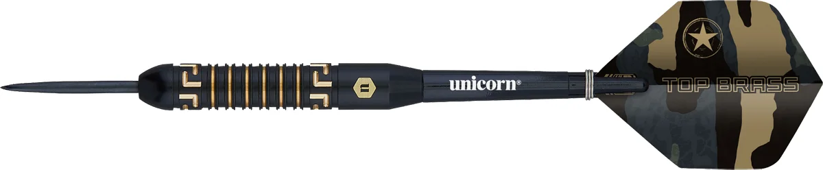 Unicorn Top Brass 1 Steeldarts 20g Seitenansicht mit schwarzem Brass Barrel
