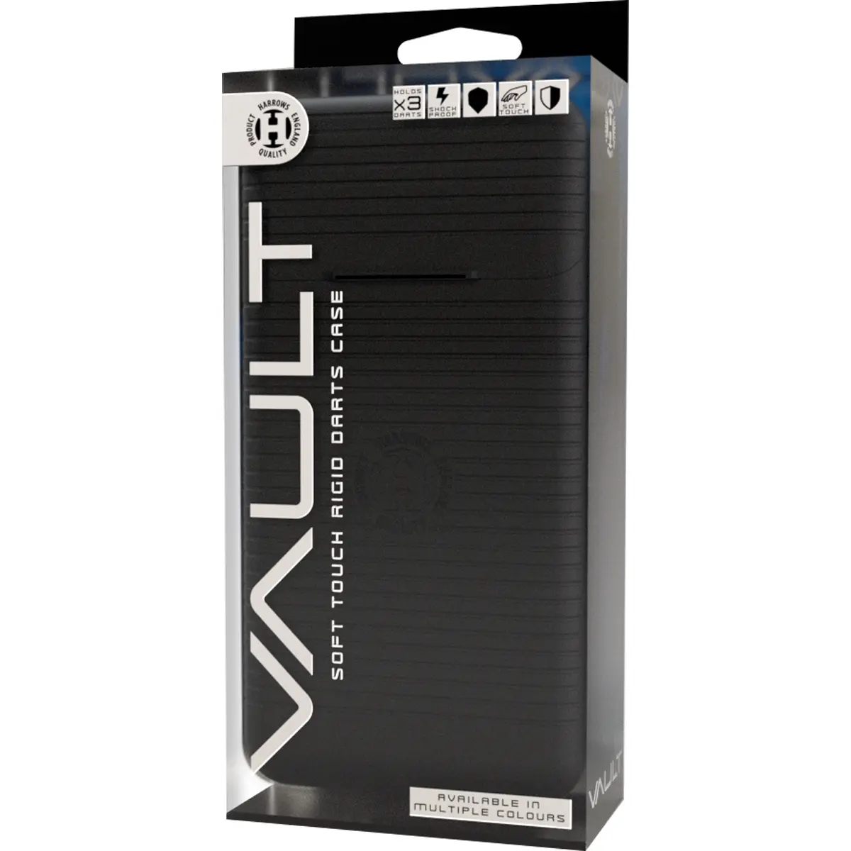 Harrows Vault Dartcase Blau in Originalverpackung – stabiles Soft-Touch Hardcase für 3 Darts