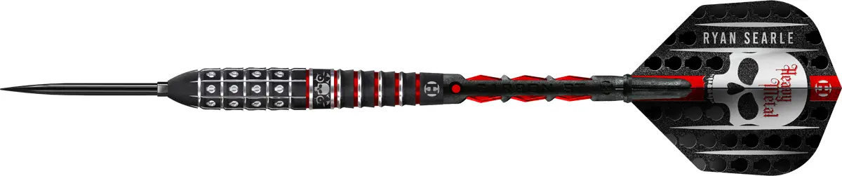 Seitenansicht der Harrows Ryan Searle Series 3 Quick Point Steeldarts mit Carbon ST Shafts und Silika Flights