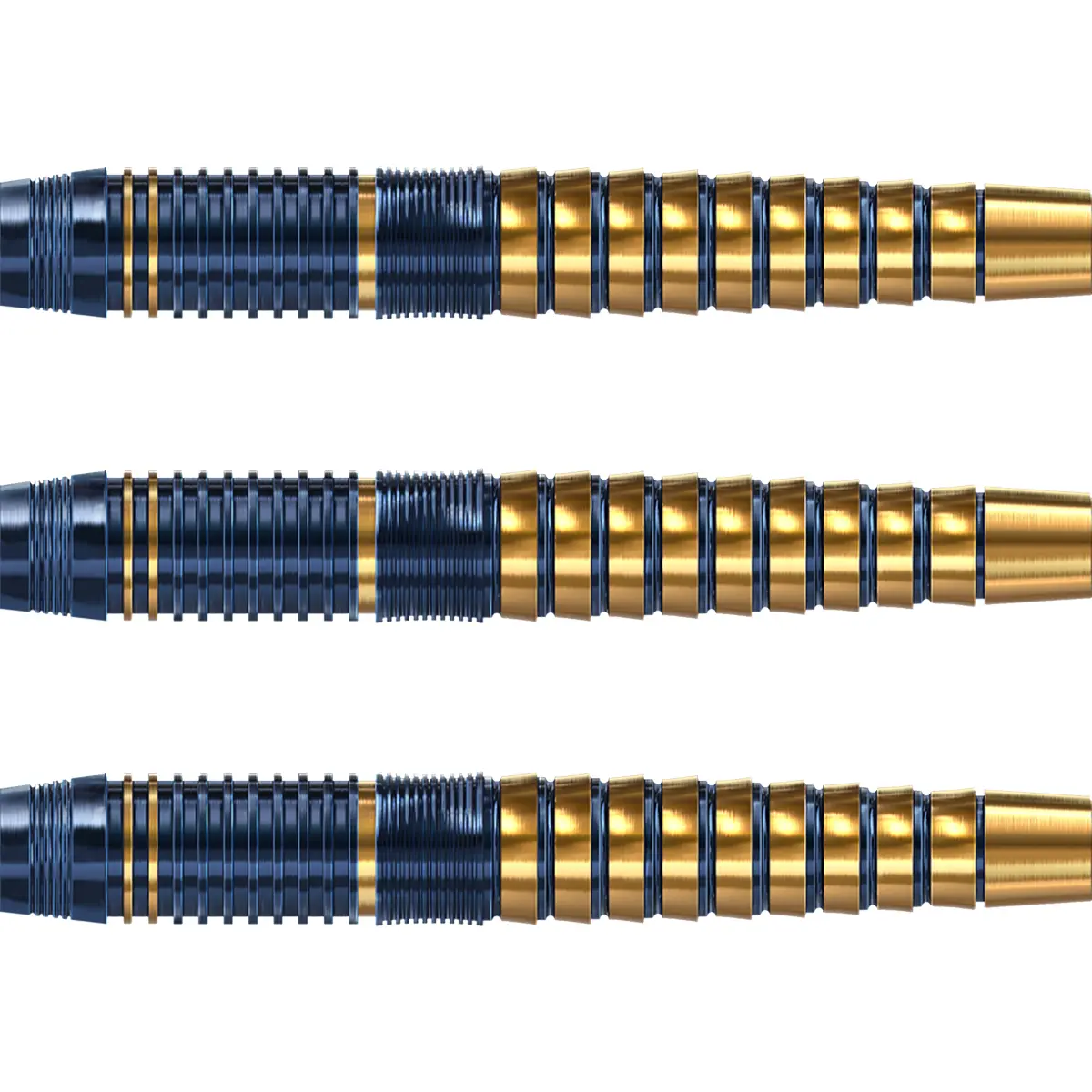 Harrows Nox Softdarts – Barrel-Details mit Ring-Grip und Messing-Verarbeitung Detailansicht der Harrows Nox Softdart-Barrels – feine Ringstruktur und präzise Fräsung für optimalen Halt beim Wurf.