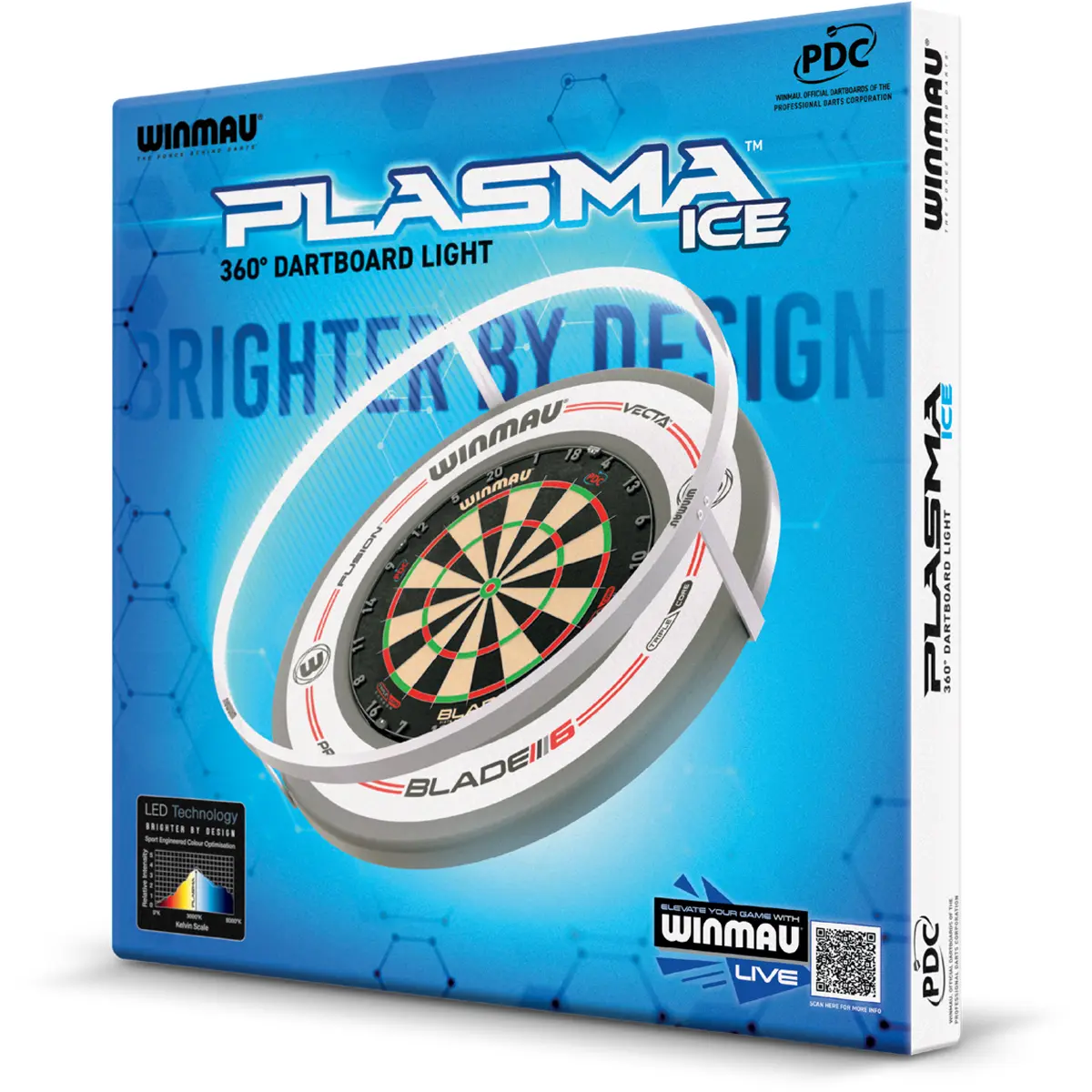 Winmau Plasma ICE Dartboardbeleuchtung mit weißem Winmau Pro Line Surround in Originalverpackung