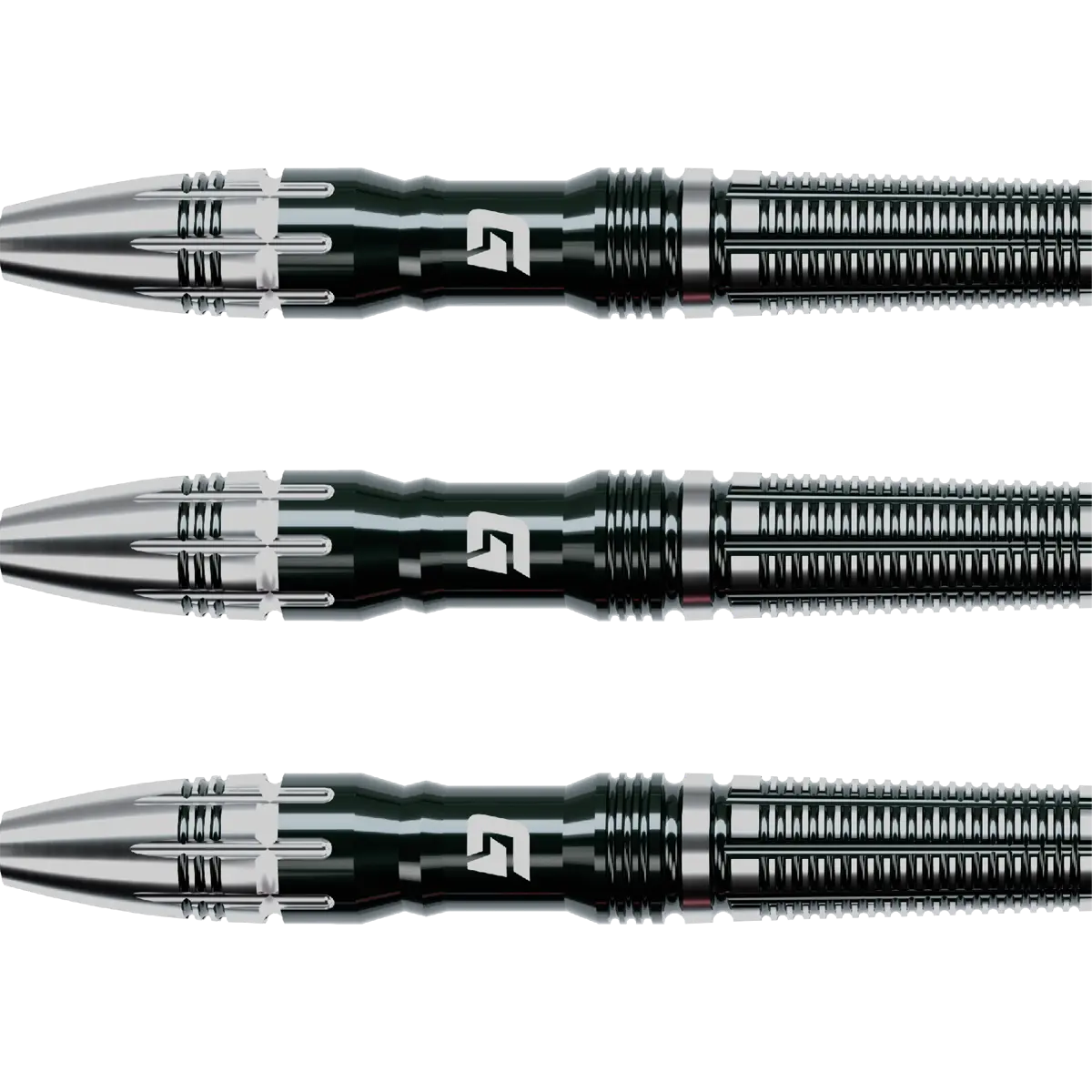 GOAT Rook Steeldarts 95 % Tungsten – Detailansicht des gefrästen Barrels mit Rear-Grip