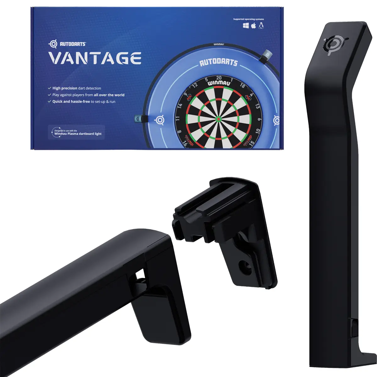 Autodarts Vantage Stecksystem zur schnellen Push-Button Wandmontage der Kameraeinheit